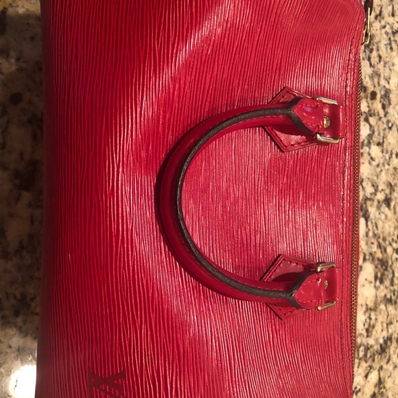 Red Louis Vuitton Speedy 25 Epi Handbag Purse Tote - Picture 4 of 8